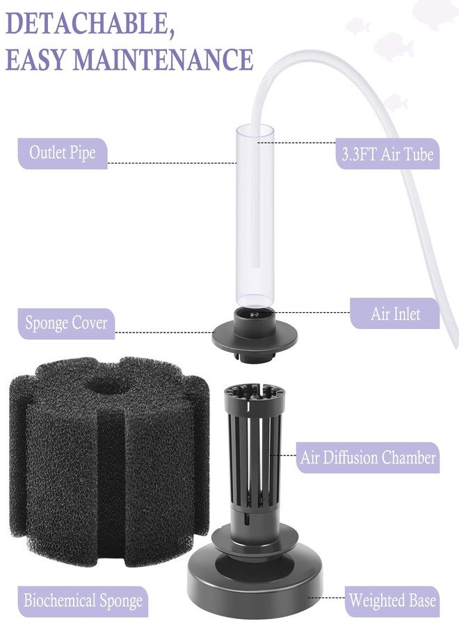 FEDOUR Aquarium Sponge Filter, Ultra Quiet Aeration Bio Sponge Filters for Breeding Fry Shrimp Betta Fish Tank, Efficient Submersible Aquarium Filter for up to 100Gallon Tank (M for up to 50gallon) - Image 4